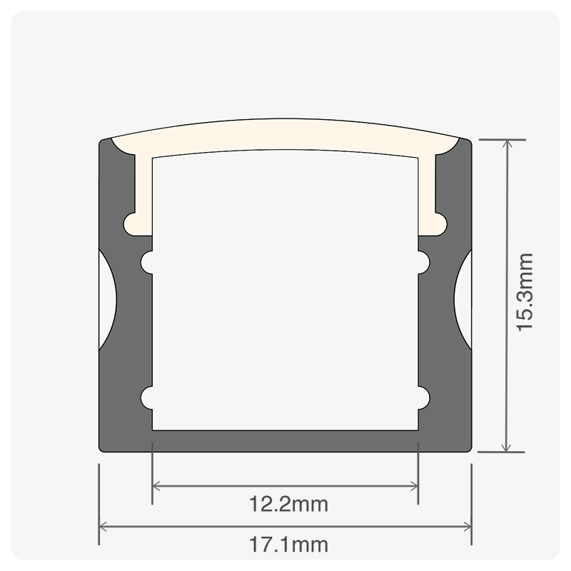 20m (10 x 2m) ALU01 Surface Mounted LED Profile, 17.1 x 15.3mm