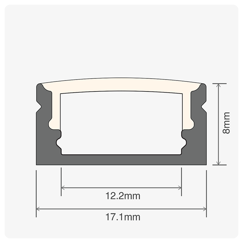 20m (10 x 2m) ALU05 Surface Mounted LED Profile, 17.1 x 8mm