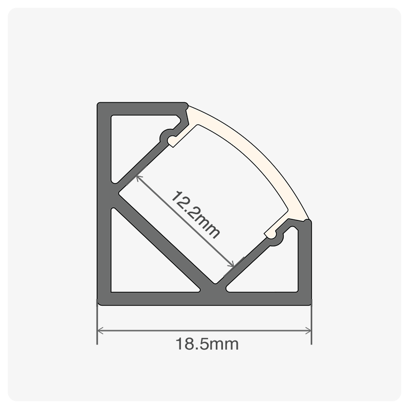 1m ALU07 Corner LED Profile, 18.5 x 18.5mm