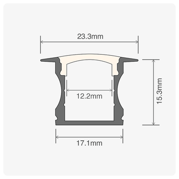 120m (60 x 2m) ALU09 Recessed LED Profile, 23.3 x 15.3mm