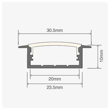 120m (60 x 2m) ALU13 Recessed LED Profile, 30.5 x 10mm