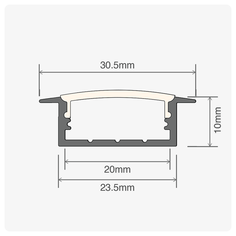 40m (20 x 2m) ALU13 Recessed LED Profile, 30.5 x 10mm