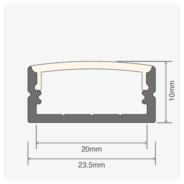 120m (60 x 2m) ALU14 Surface Mounted LED Profile, 23.5 x 10mm