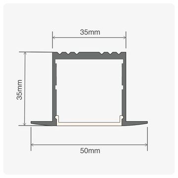 20m (10 x 2m) ALU17 Recessed LED Profile, 50 x 35mm