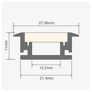 2m ALU33 Floor Mounted LED Profile, 27.06 x 11mm