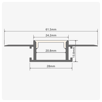 2m ALU75 Plaster-In LED Profile, 61.5 x 13.8mm